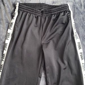 Black & white button down the leg, PINK sweatpants
